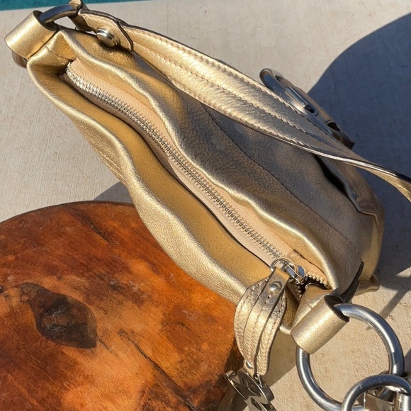 B. Makowsky Giamma Gold Pebbled Leather Crossbody - Picture 10 of 11